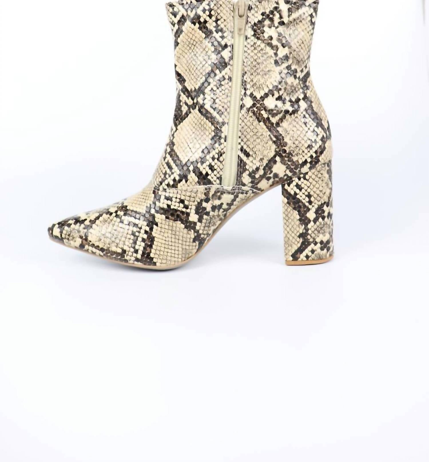 Everglades - Women's Snakeskin Chic Block Heel Ankle Boots - Image 3