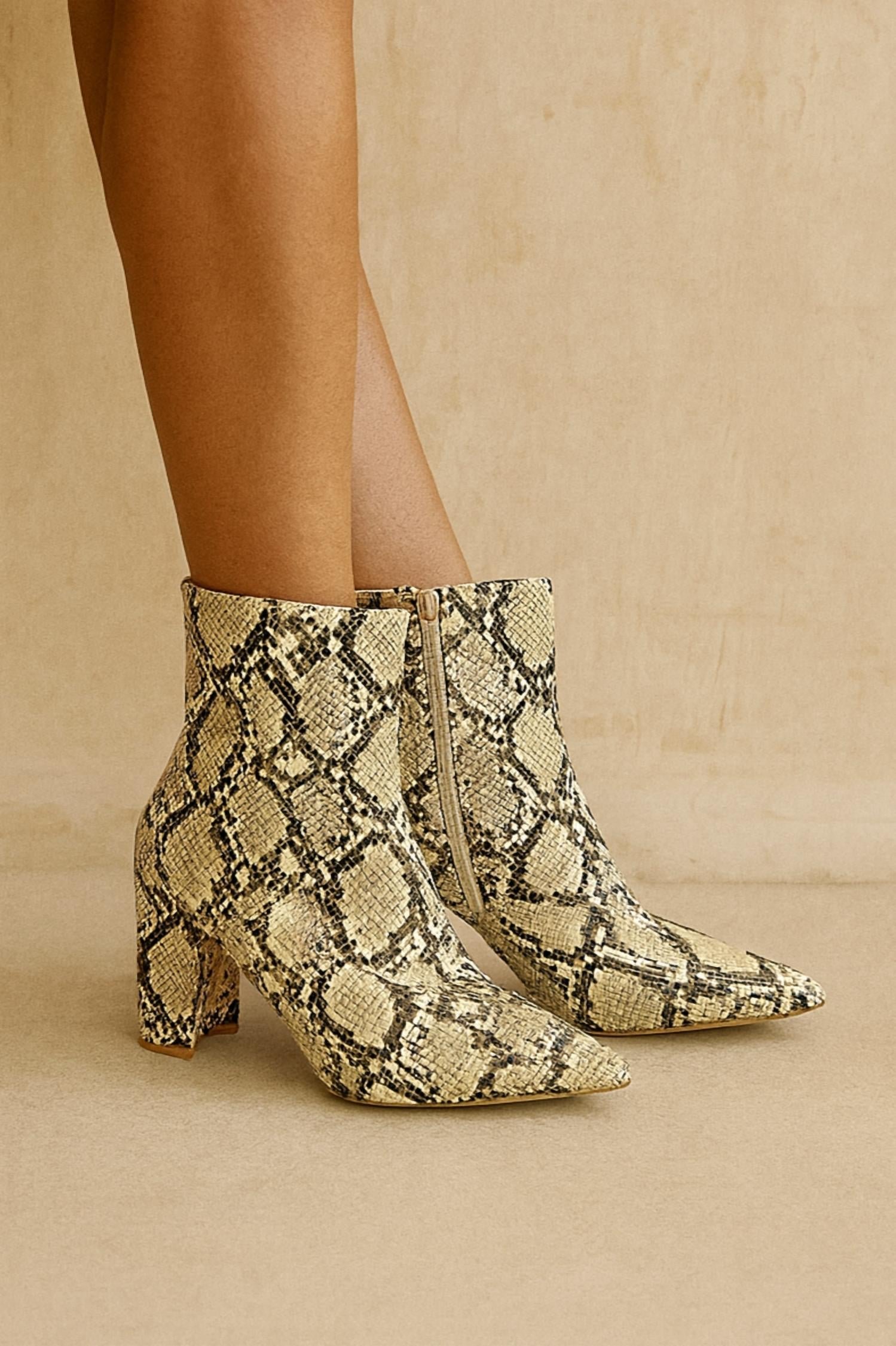 Everglades - Women's Snakeskin Chic Block Heel Ankle Boots - Image 4