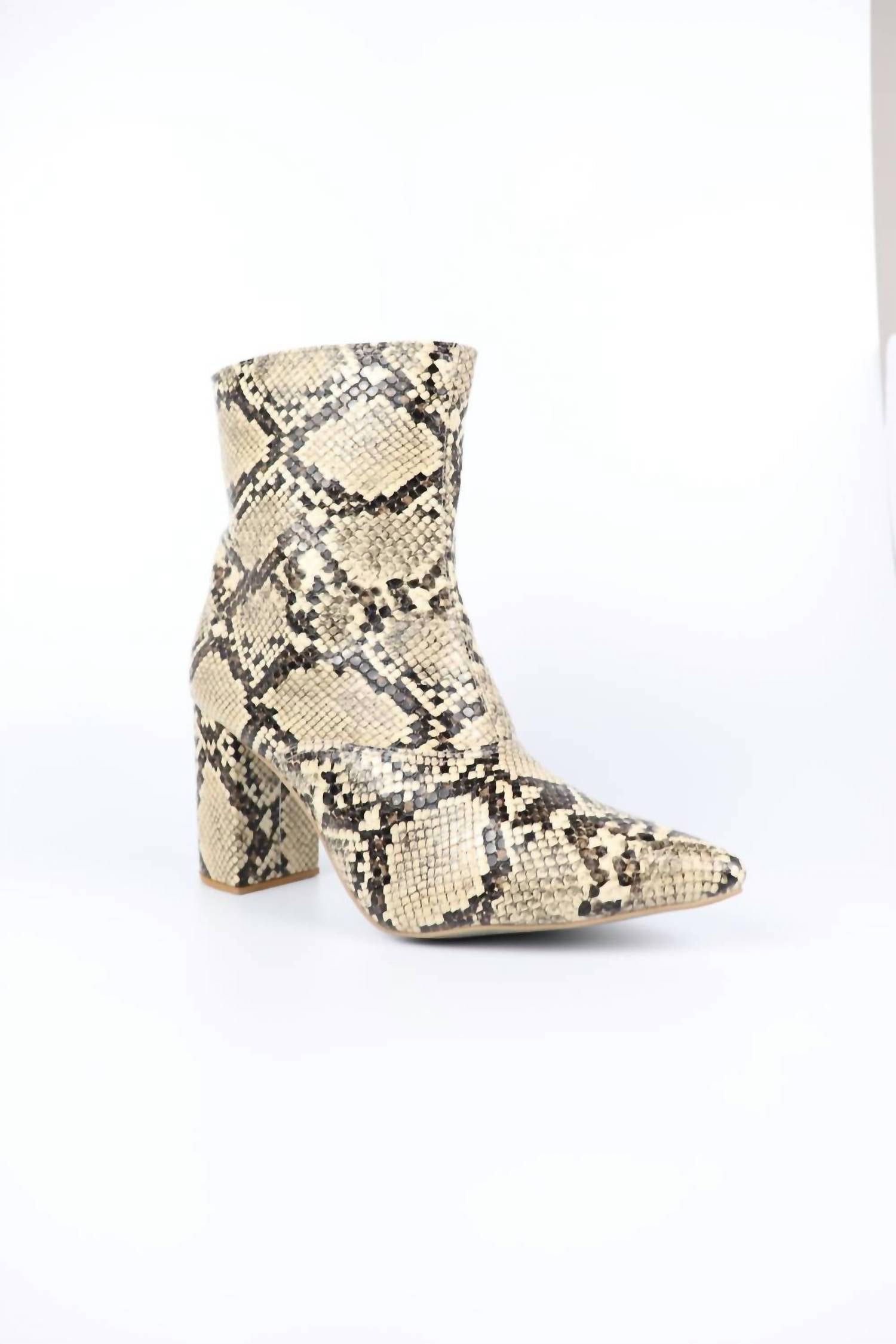 Everglades - Women's Snakeskin Chic Block Heel Ankle Boots - Image 2