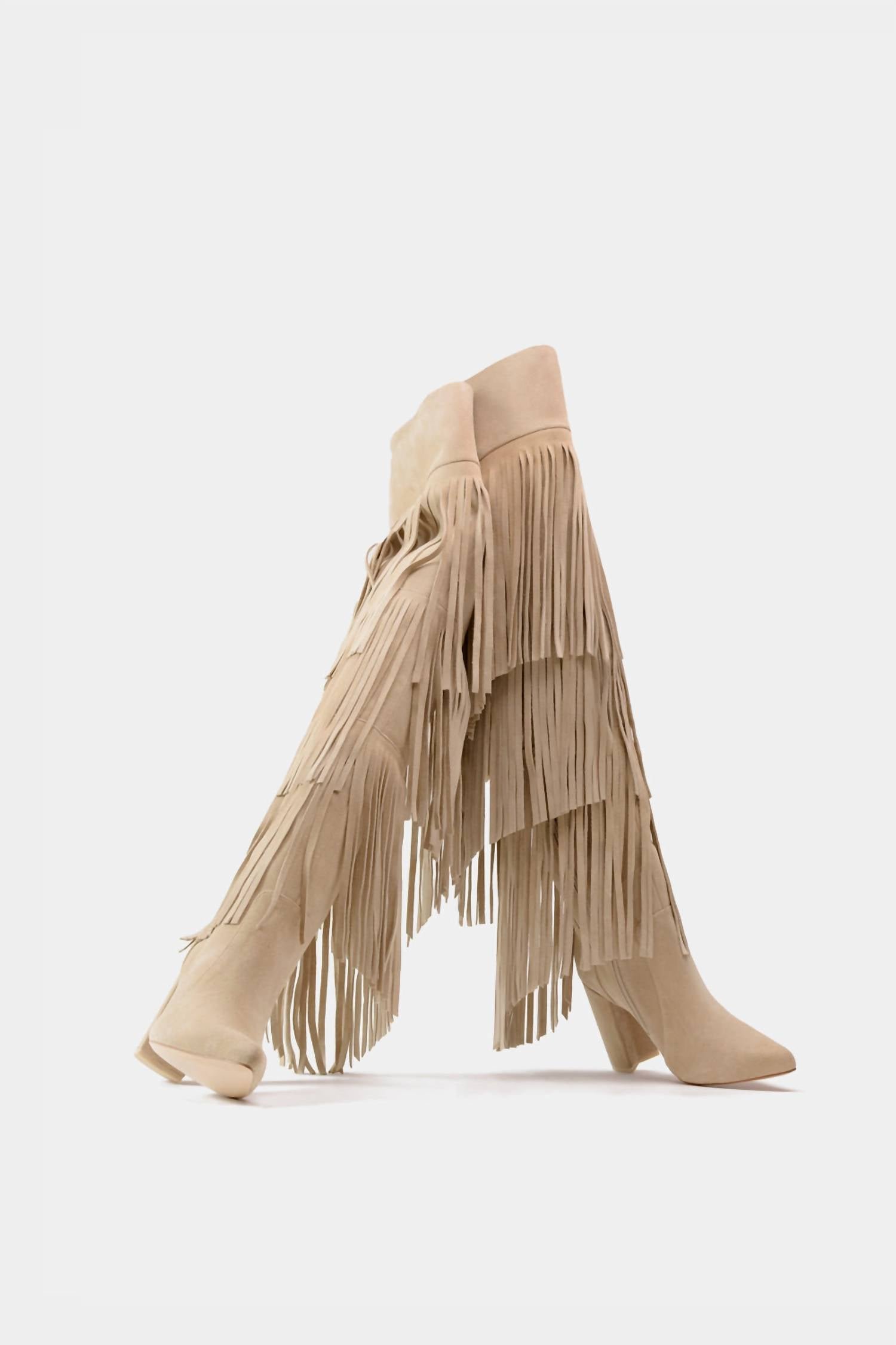 Dantelle Apparel - Women's Fringe Leather Tall Vespa Boots - Image 5
