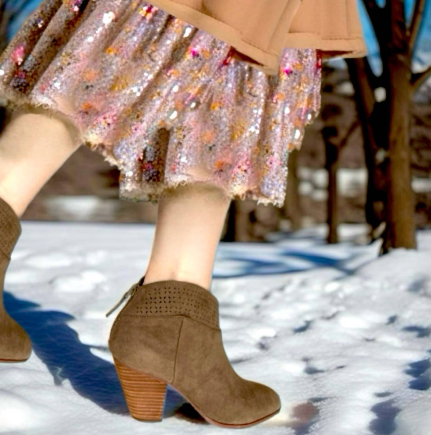 Violet & Red - Women's Lazer Cut Topline Boho Chic Heeled Bootie - Image 7