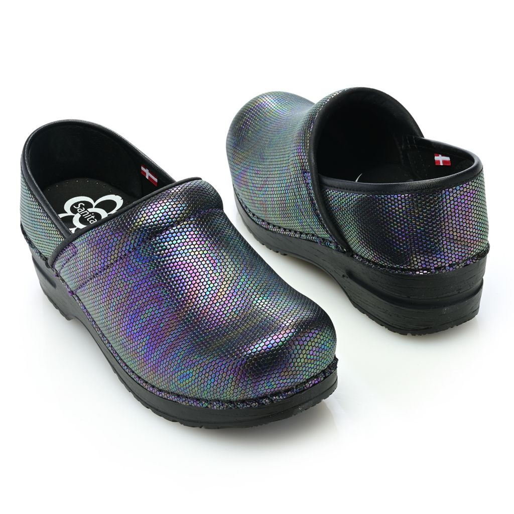 Sanita Avon Iridescent Embossed Leather Slip-on Clogs - Image 2