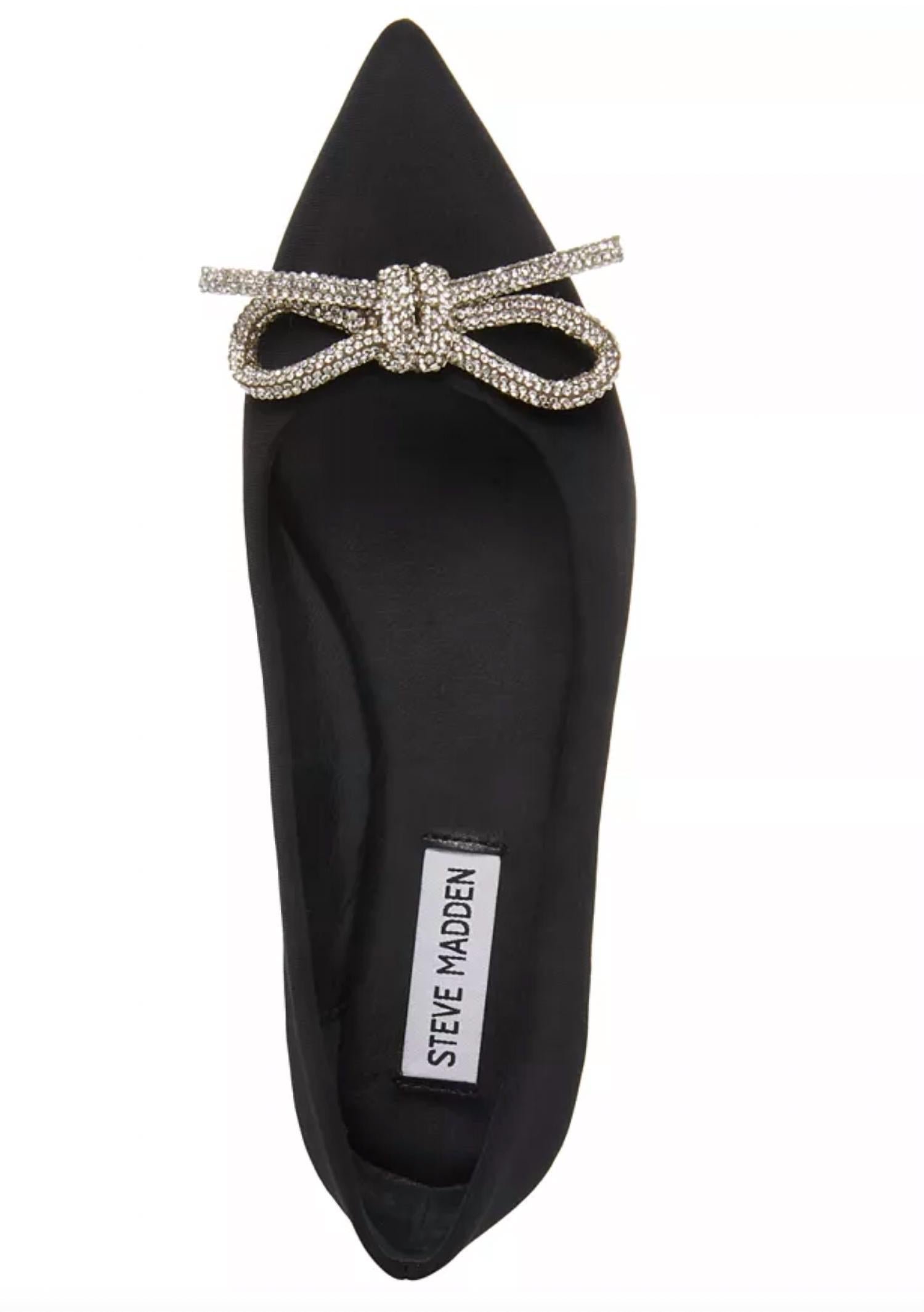 Steve Madden - Women's Pointed Toe Rhinestone Bow Slip On Flat - Image 3
